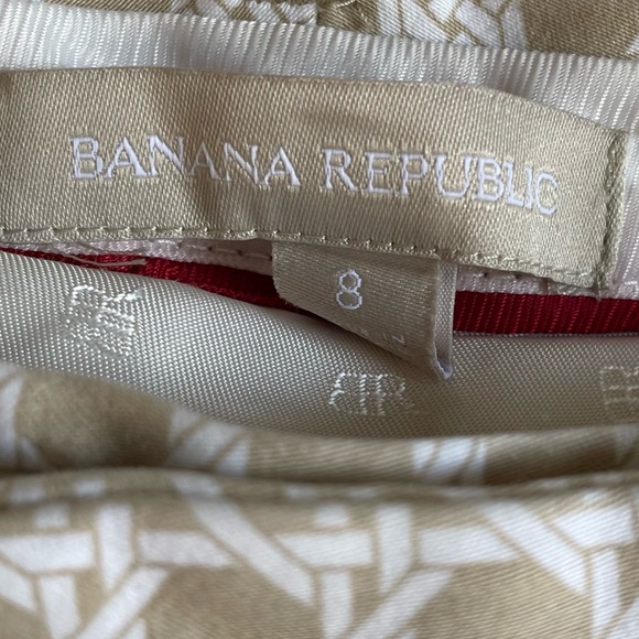 Off White Printed Banana Republic Flat Front Chino Pants Size 8 - Picture 4 of 9